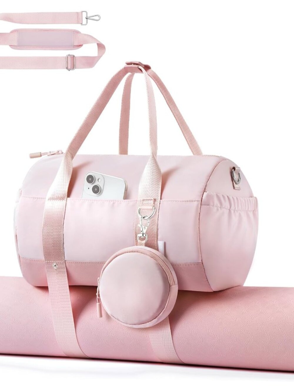 Small Gym Bag for Women, Mini Sports Yoga Bag with Yoga Mat Holder, Small Pink G
